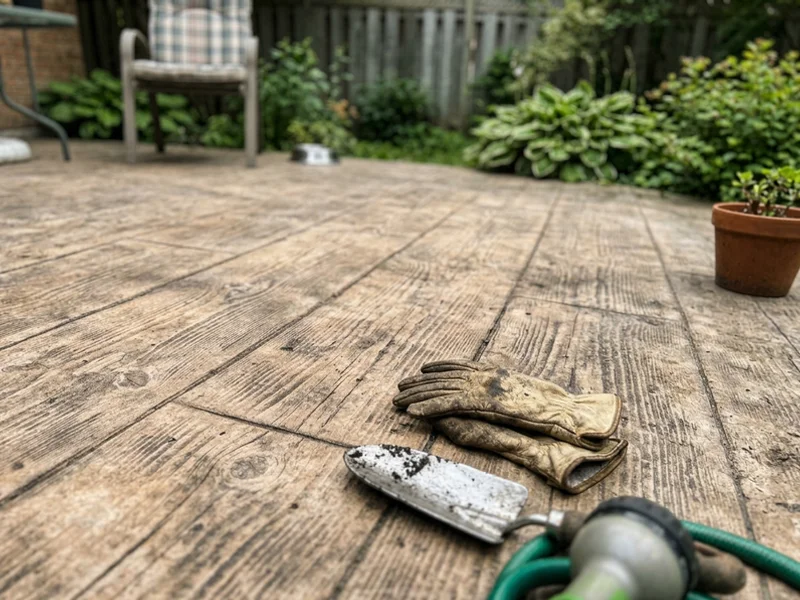 Close-up of stamped wood-plank texture with grain detail