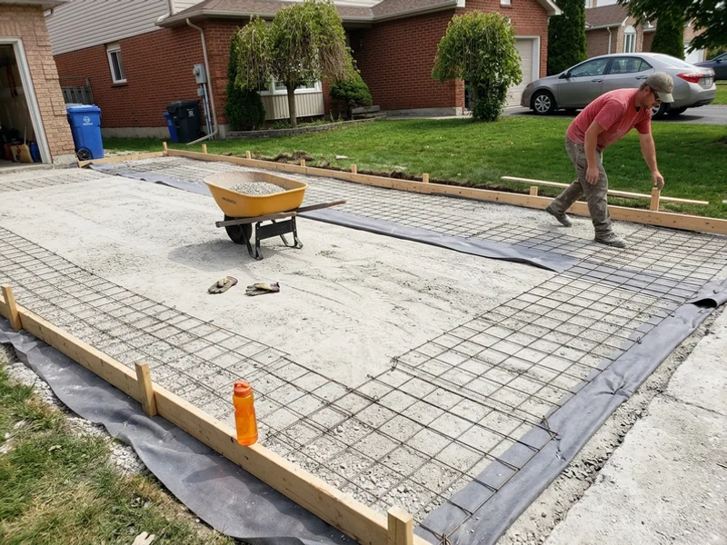 Compacted granular base with wire mesh laid ready for the pour