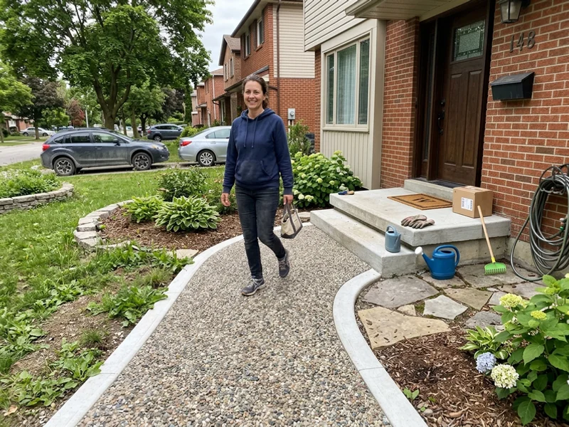 Finished exposed aggregate walkway with washed pea gravel texture
