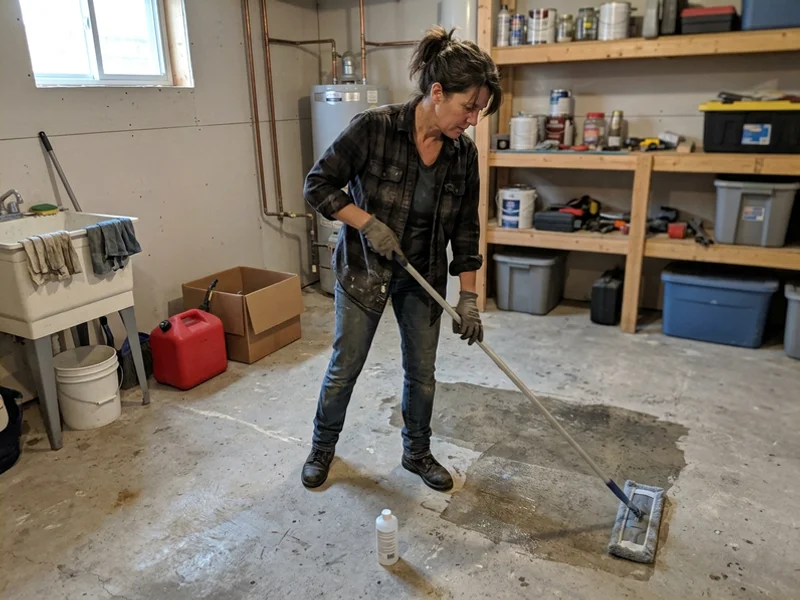 Interior floor being treated with a lithium-silicate densifier