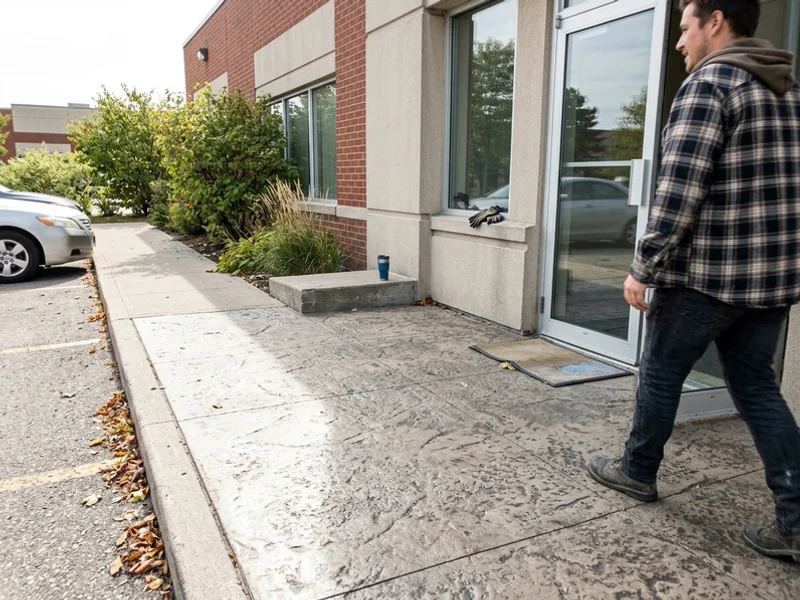 Outdoor decorative concrete entrance with a UV-stable urethane topcoat