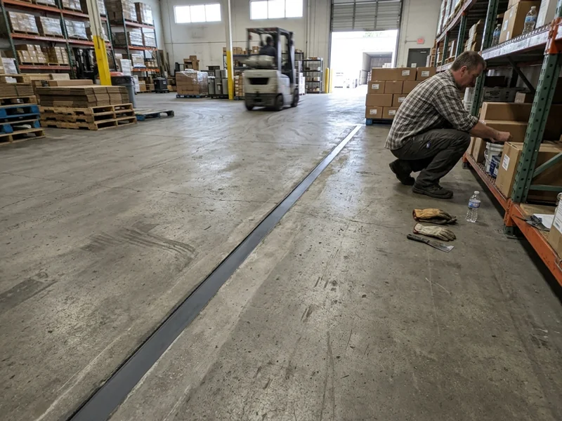 Repaired and filled control joint with restored square edges