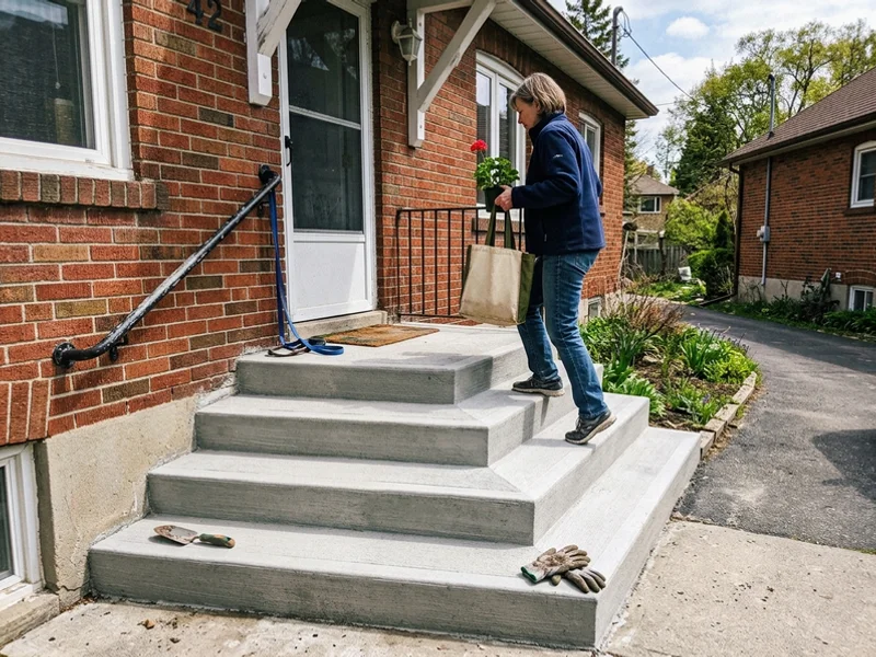 Resurfaced concrete steps with clean square nosings