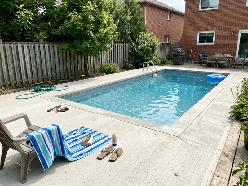 Resurfaced pool deck with a light non-slip finish