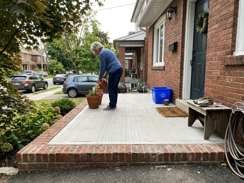 Resurfaced porch deck with rebuilt coping edge