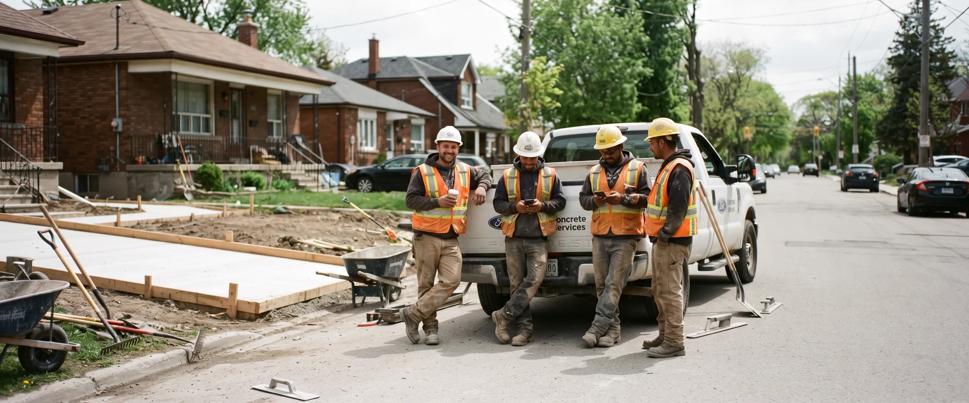 Best Concrete Toronto crew standing beside a branded work truck on a residential Toronto street